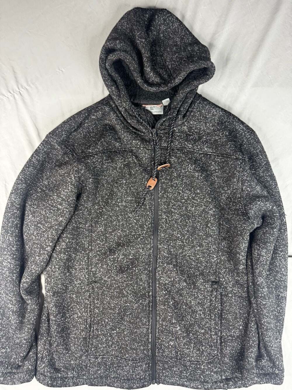 Rugged Elements Sherpa Lined Full Zip Hoodie Jacket Size L Black Heathered